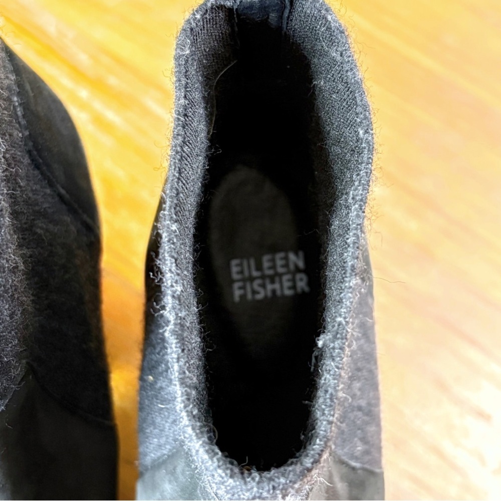 Eileen Fisher Nubuck Leather Block Heel Booties - Picture 10 of 12